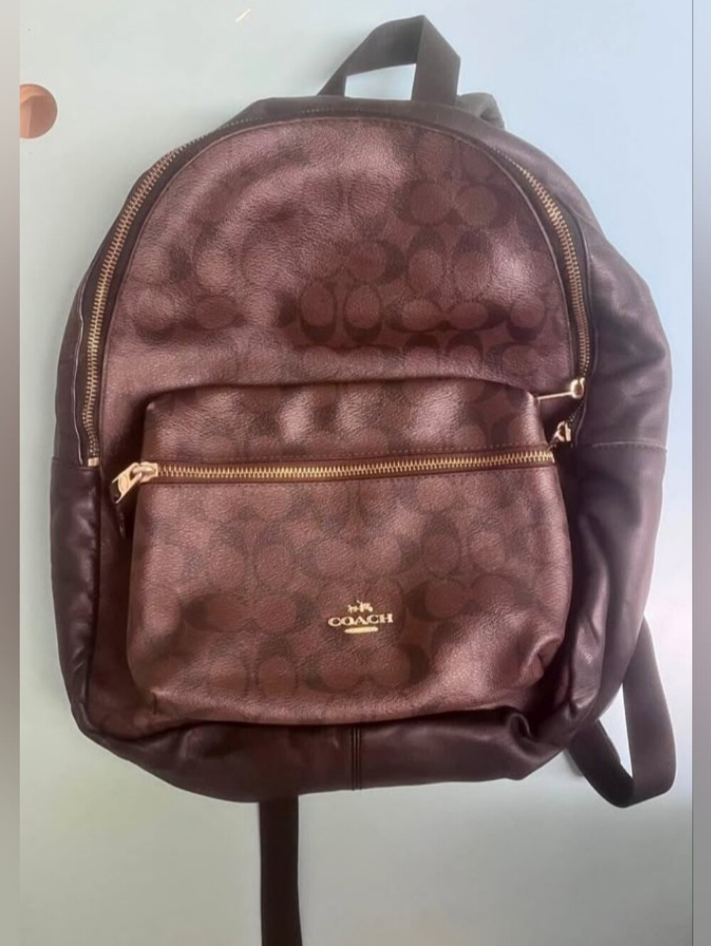 Coach Signature Backpack with Gold Hardware